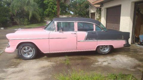 1955 Chevrolet Bel Air Four door/Two tone black/pink for sale