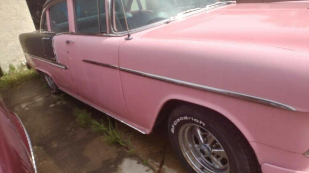 1955 Chevrolet Bel Air Four door/Two tone black/pink