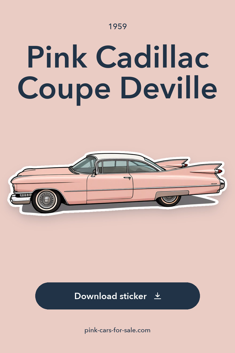 1959 Pink Cadillac Coupe Deville sticker preview