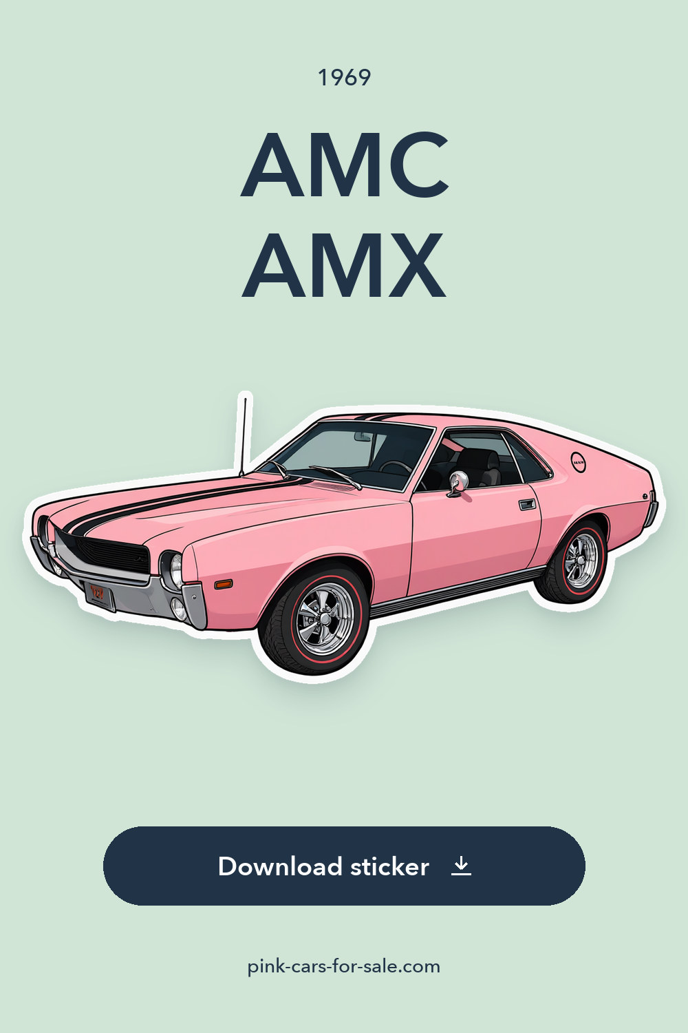 1969 AMC AMX 390CI V8 Auto, 1 of 1 in Factory Pink! 0 Special Paint Code Pink Co sticker preview